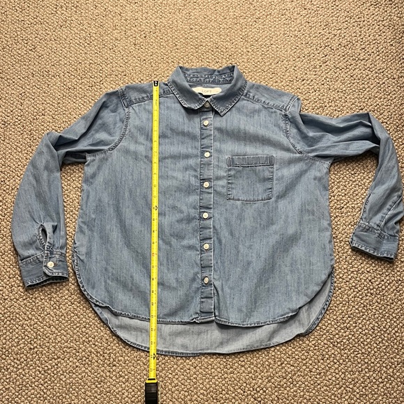 LOFT Light Blue Denim/Chambray Button Down Shirt - Picture 10 of 14